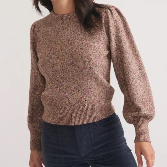 NWOT Marine Layer Women’s Alma Blouson Puff Sleeve Sweater Autumn Multi Small - Picture 2 of 14